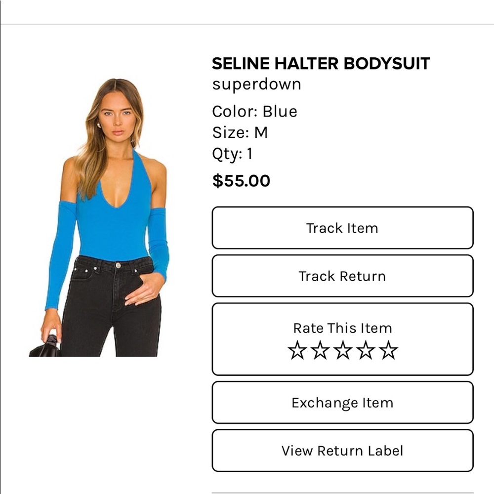 Superdown blue halter top with sleeves